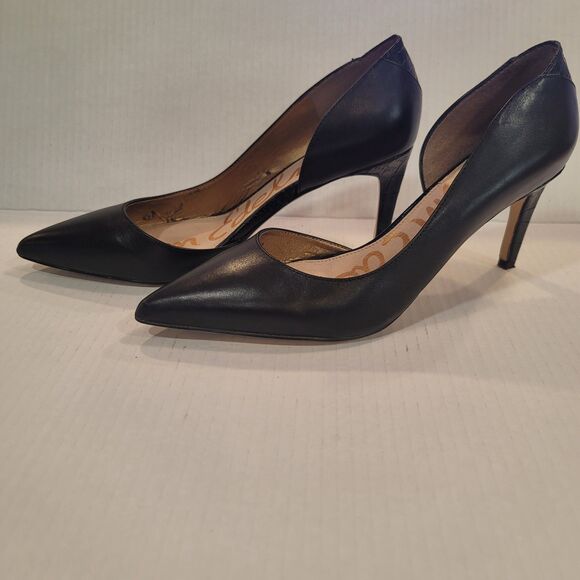 Sam Edelman Shoes - Sam Edelman  9.5M 'ONYX' Black Leather Pointed Toe Pumps Stiletto Croc Embossed